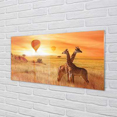 Glass print Balloons sky giraffe