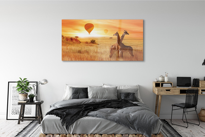 Glass print Balloons sky giraffe