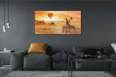 Glass print Balloons sky giraffe