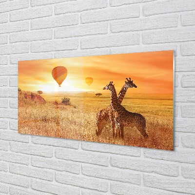 Glass print Balloons sky giraffe