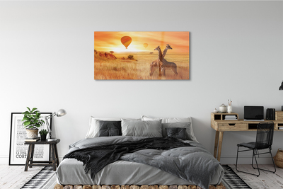 Glass print Balloons sky giraffe