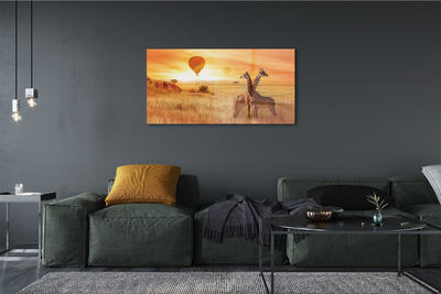 Glass print Balloons sky giraffe