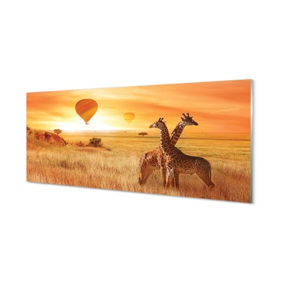 Glass print Balloons sky giraffe