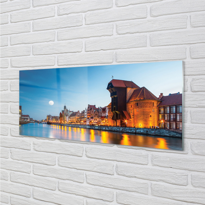 Glass print River gdansk old town night