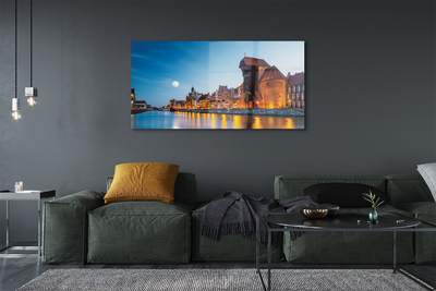 Glass print River gdansk old town night