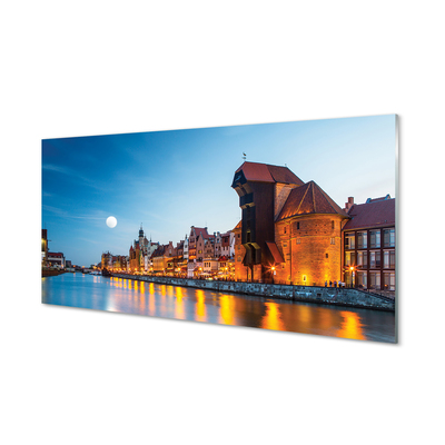 Glass print River gdansk old town night