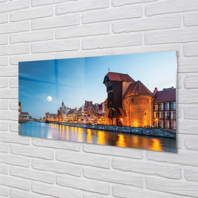 Glass print River gdansk old town night