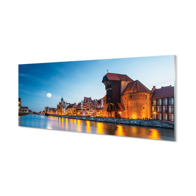 Glass print River gdansk old town night