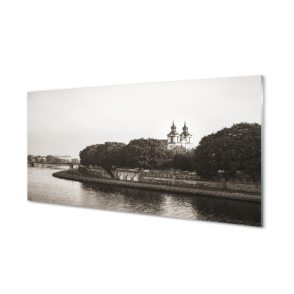 Glass print River bridge krakow