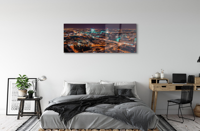 Glass print Warsaw city night view