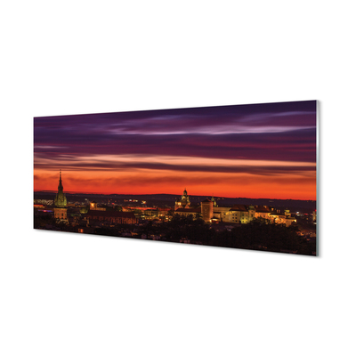 Glass print Night panorama krakow