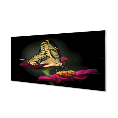 Glass print Butterfly on flower