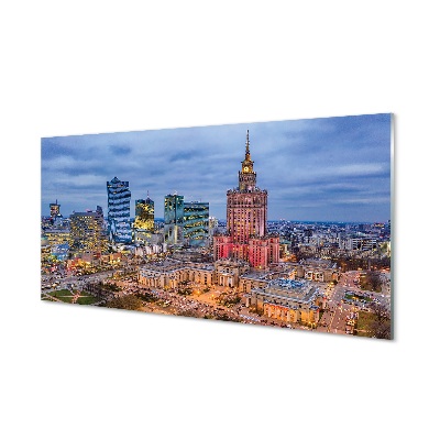 Glass print Warsaw panoramic sunset