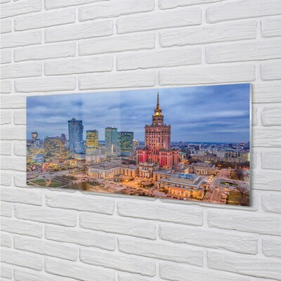 Glass print Warsaw panoramic sunset