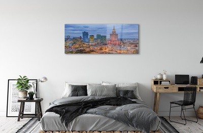 Glass print Warsaw panoramic sunset