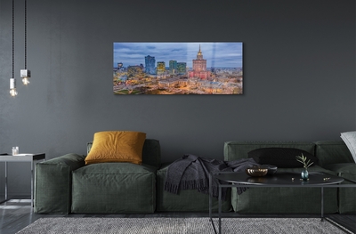 Glass print Warsaw panoramic sunset