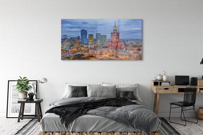 Glass print Warsaw panoramic sunset