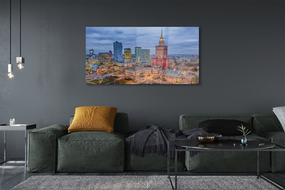 Glass print Warsaw panoramic sunset