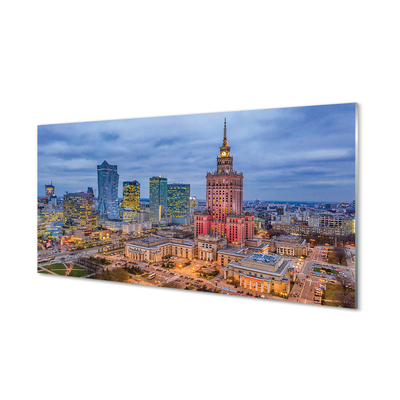 Glass print Warsaw panoramic sunset