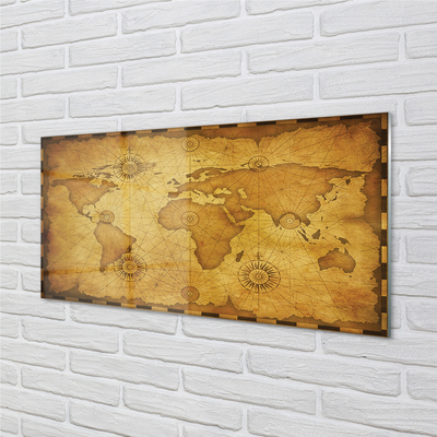 Glass print Old burnt edges map