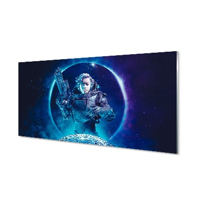 Glass print Moon space woman