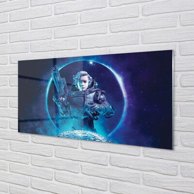 Glass print Moon space woman