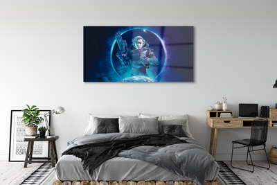 Glass print Moon space woman