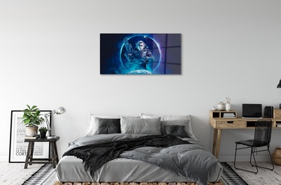 Glass print Moon space woman