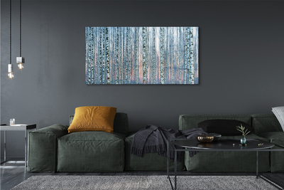 Glass print Sunset the birch forest