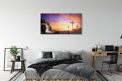 Glass print Cross cave sunset