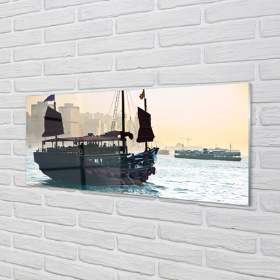 Glass print The sea of ​​city sky ship