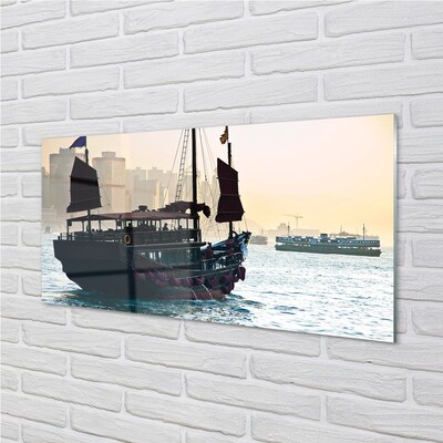 Glass print The sea of ​​city sky ship