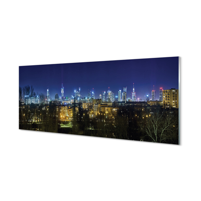 Glass print Warsaw night panorama