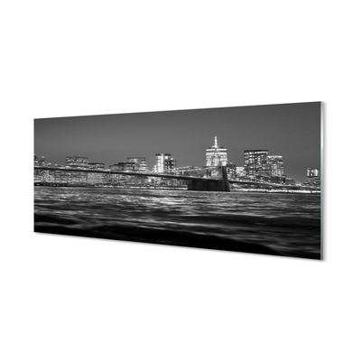 Glass print Panorama of the river bridge