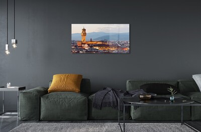 Glass print Panorama sunset castle italy