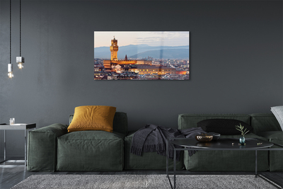 Glass print Panorama sunset castle italy