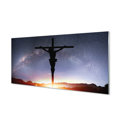 Glass print Jesus crucified sky