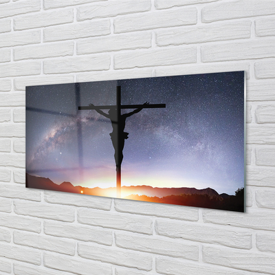 Glass print Jesus crucified sky