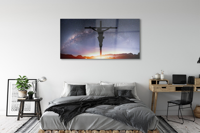 Glass print Jesus crucified sky