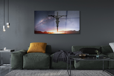 Glass print Jesus crucified sky