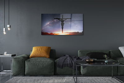 Glass print Jesus crucified sky