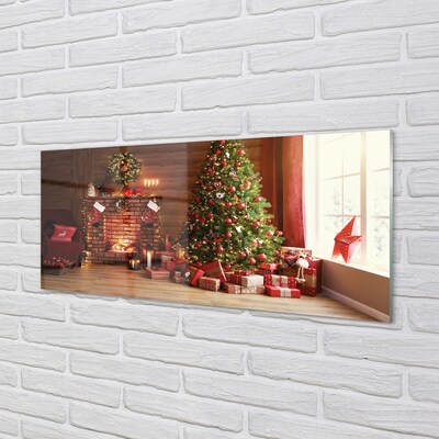 Glass print Gifts christmas lights fireplace