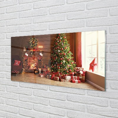 Glass print Gifts christmas lights fireplace