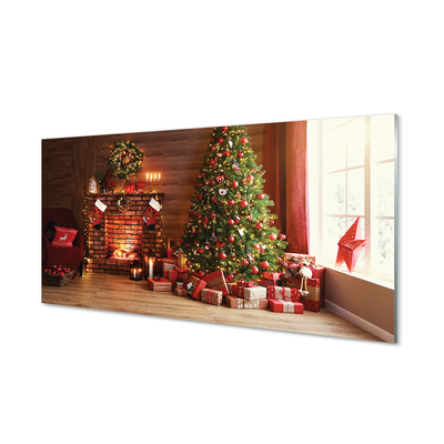 Glass print Gifts christmas lights fireplace