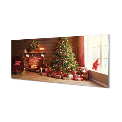 Glass print Gifts christmas lights fireplace