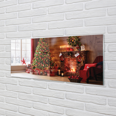 Glass print Fireplace decoration gifts christmas tree