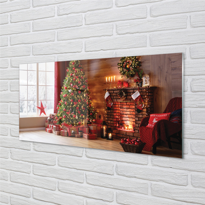 Glass print Fireplace decoration gifts christmas tree