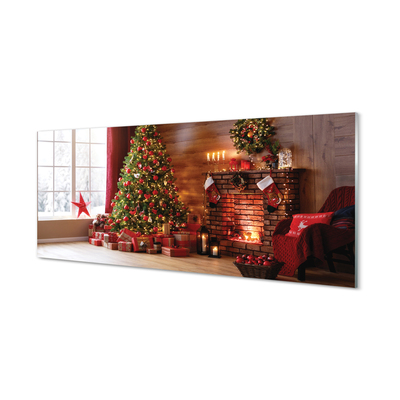 Glass print Fireplace decoration gifts christmas tree