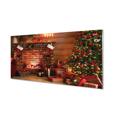 Glass print Fireplace decoration gifts christmas tree