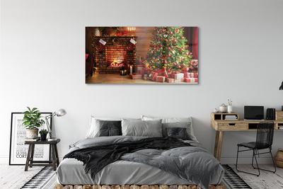 Glass print Gifts christmas lights fireplace